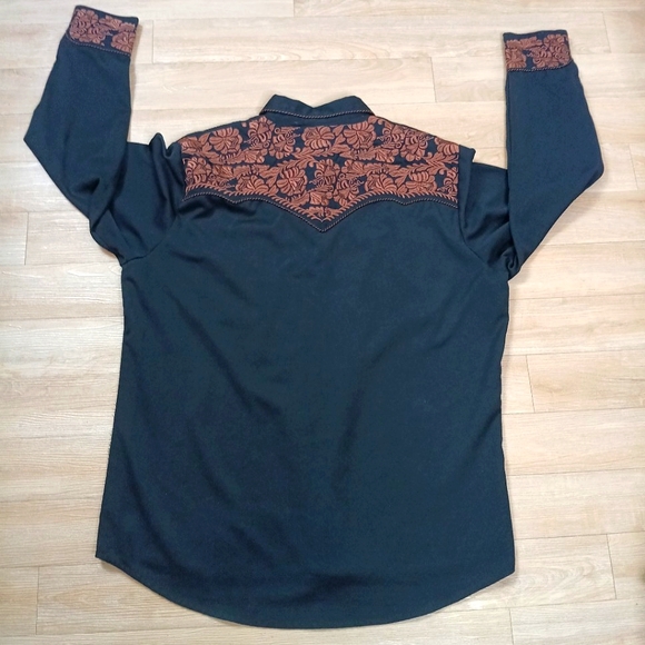 SOLD Scully Men's Embroidered Gunfighter Long Sleeve Snap Western Shirt Sz XXL - Picture 4 of 11